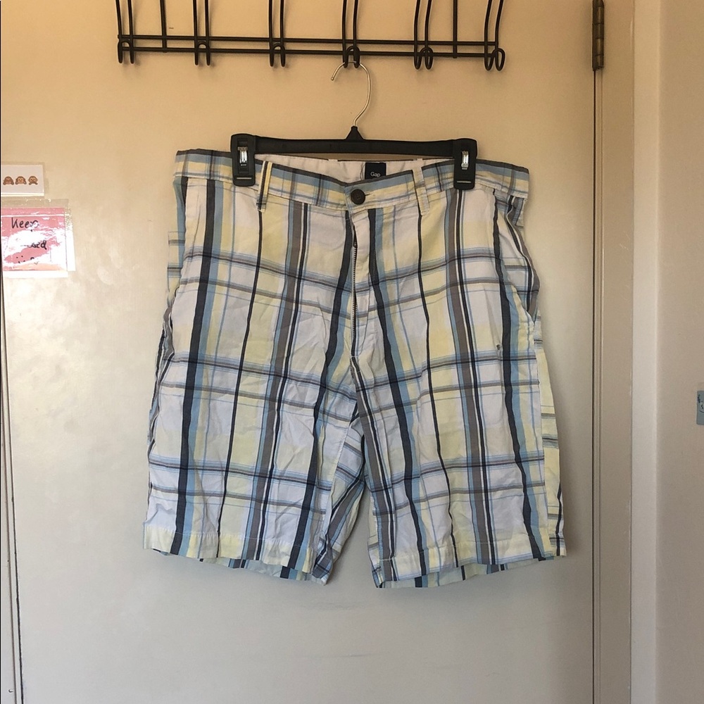 GAP White and Blue Plaid Shorts